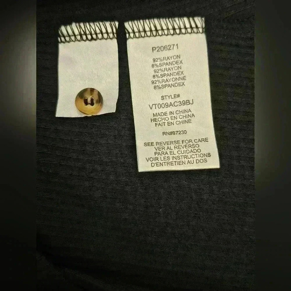 🛑 NWT Steve Madden Black Ruched Stretchy Collared V-Neck Button-up Shirt XXL - Picture 10 of 11